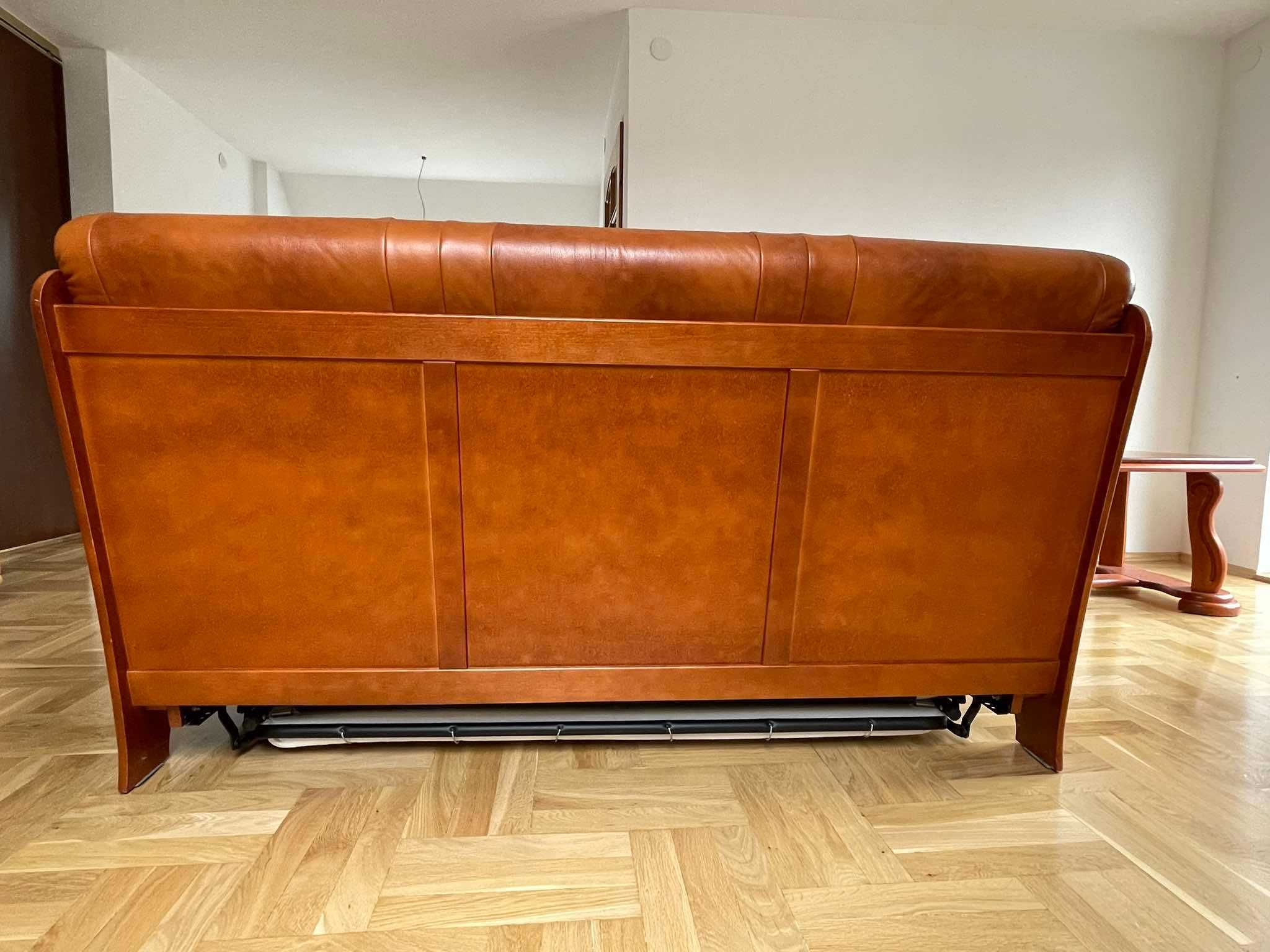 Zestaw wypoczynkowy retro - sofa z funkcją spania + 2 fotele + stolik