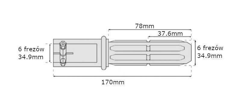 Adapter redukcja wałka WOM 6 frezów 34,9mm / 6 frezów 34,9mm