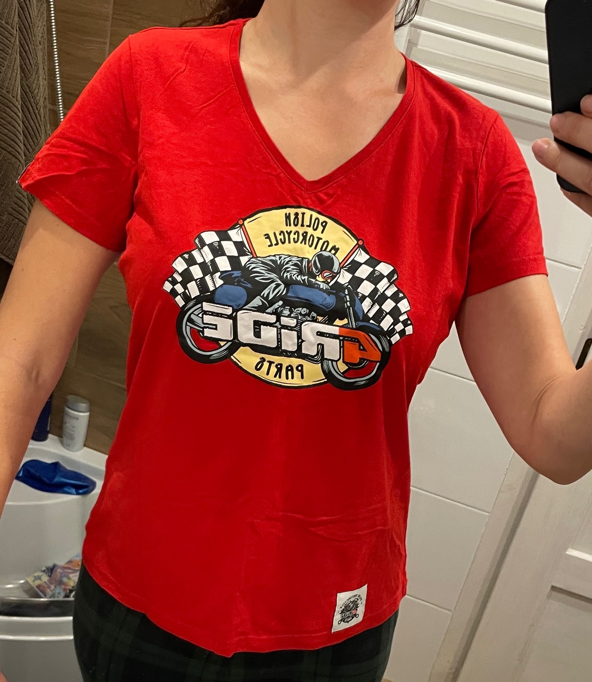 Koszulka motocyklowa bluzka tshirt trykotka czerwona 4ride nowa S M