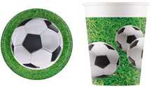 Kubeczki papierowe 200ml 8szt + Talerze papierowe 23cm 8szt football