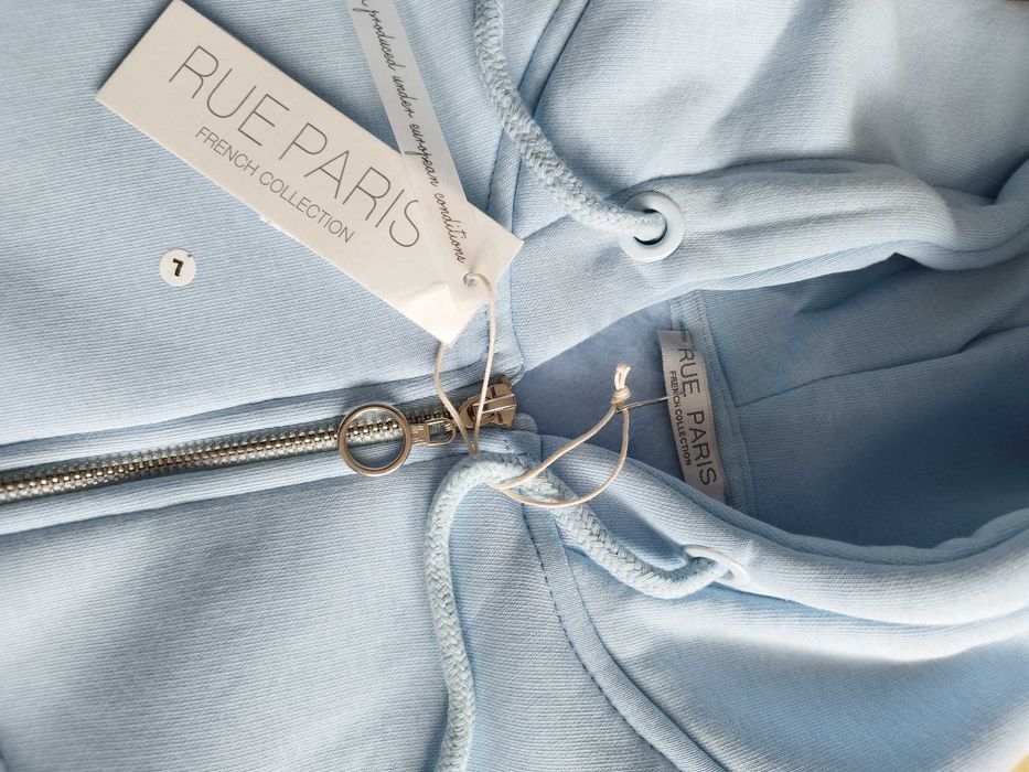 Bluza z kapturem RUE PARIS | Błękitna | Unisex | Nowa z metką