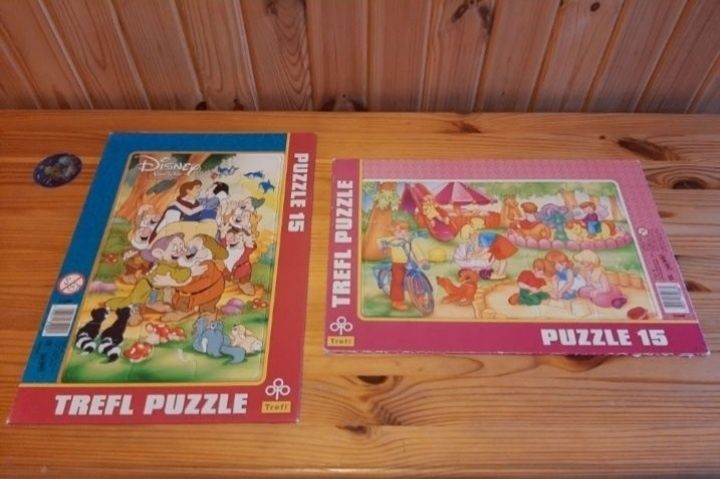 3 x Puzzle 15 elementów Królewna Śnieżka Kaczor Donald Plac zabaw