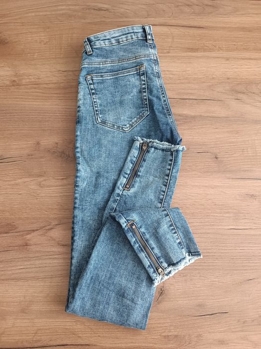 Jeansy skinny C&A zamki vintage style retro