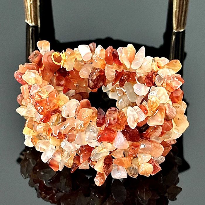 Szeroka bransoletka z naturalnym Karneolem z lat 70-tych z Londynu