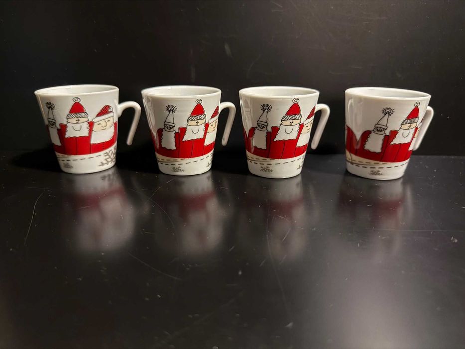Filiżanki świąteczne do espresso, św. Mikołaj, Christmas, 4 szt.