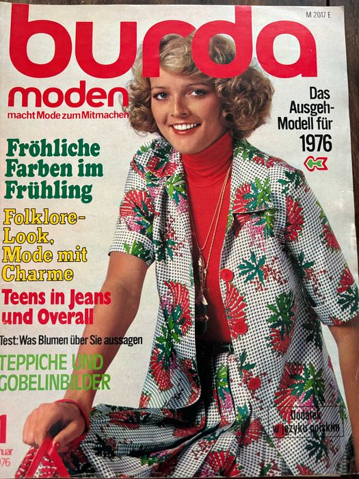Styczeń 1976 Burda magazyn mody z wykrojami wzorami w niemieckim