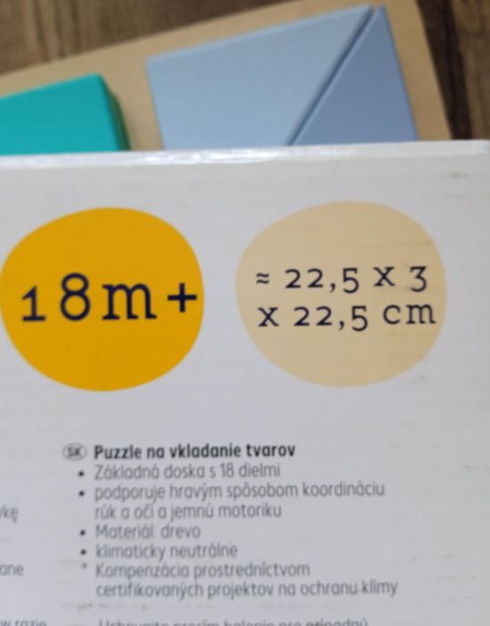 Drewniana układanka puzzle sorter kształty montessori