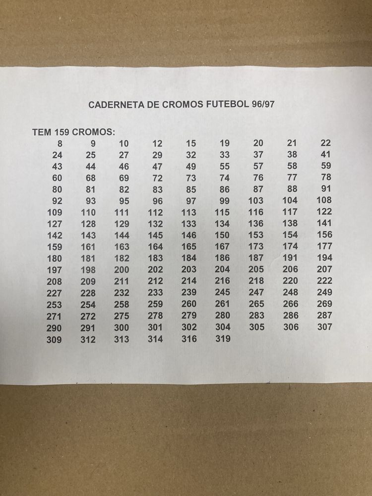 Caderneta Futebol 96/97, Incompleta