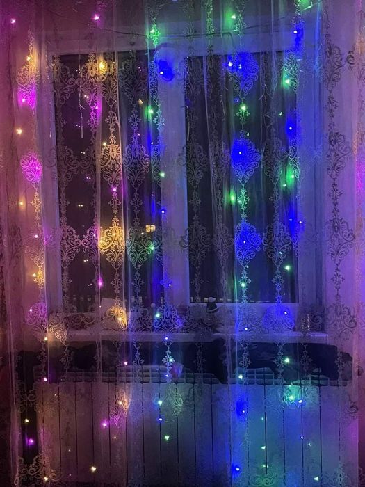 Новорічні гірлянди-штори USB з живленням від павербанку