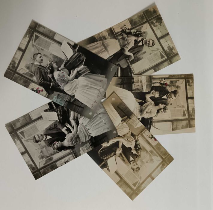 Postais de fantasia franceses conjunto de 5 consecutivos ano 1910 raro