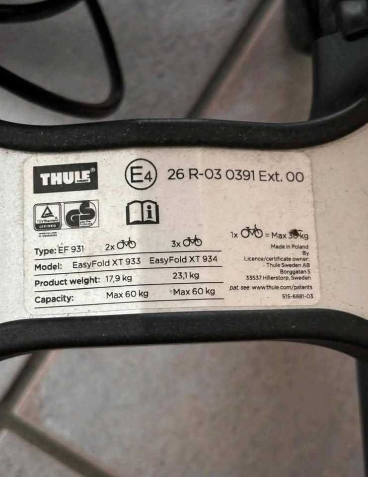 Bagażnik na hak THULE EasyFold XT 3 934