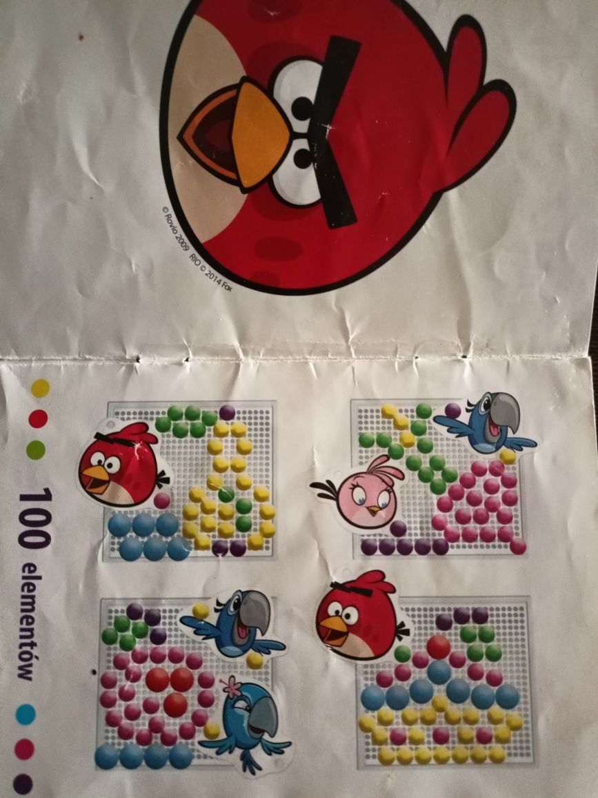 Mozaika Angry Birds , grzybki, pinezki do układania dla dzieci
