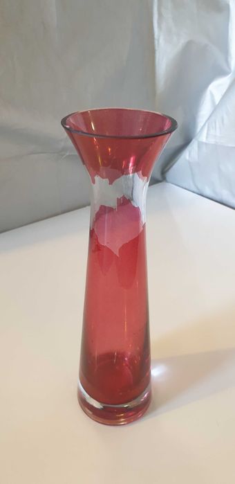 SZKLANY wazonik 20cm / WAZON, typu: niski flet, tuba, lejek - czerwień