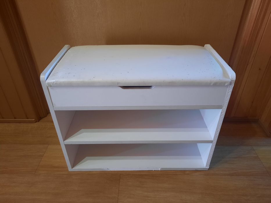 Szafka regał taboret stojak na buty ze schowkiem siedzisko biała