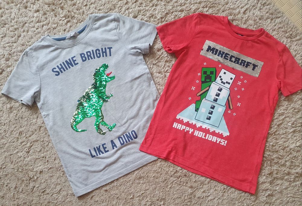 Футболки с паетками Minecraft  Spiderman Динозавр 9лет