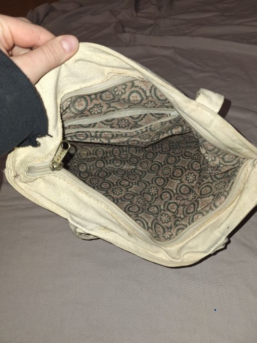 Beżowa materiałowa torba torebka na ramię