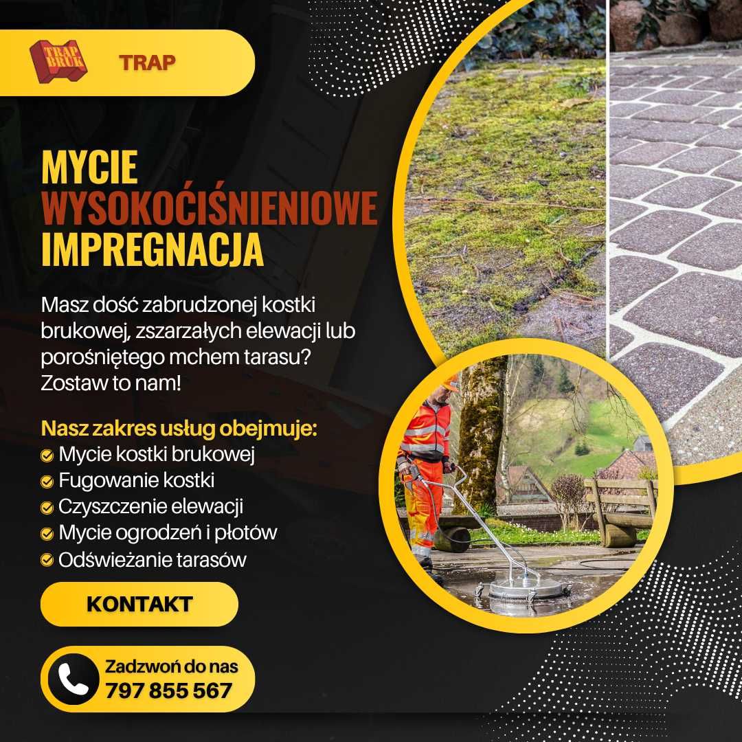 Mycie Kostki brukowej, elewacji, płotów i tarasów