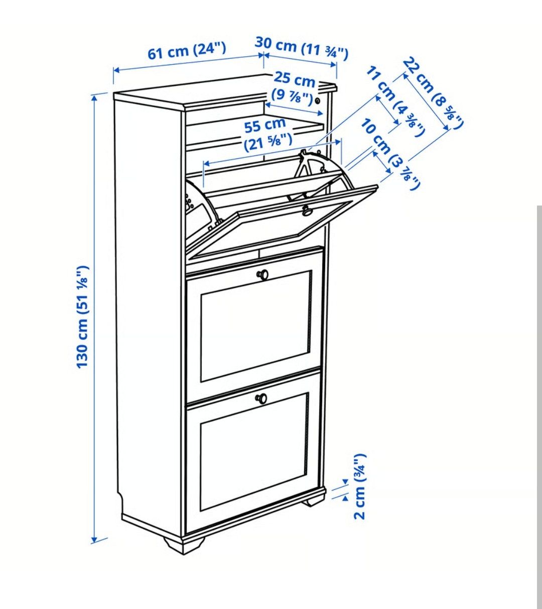 Sapateira IKEA BRUSALI Madeira escura 
Sapateira c/3 compartimentos