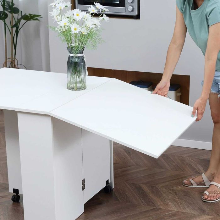 Mesa extensível dobrável de cozinha, de jantar, de apoio branca 140x75