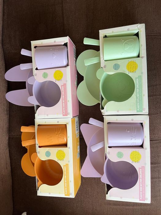 Zestaw plastikowych naczyń dla dzieci smukee królik fioletowy