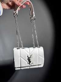 Yves Saint Laurent Puff Mini White/Silver, жіноча сумочка