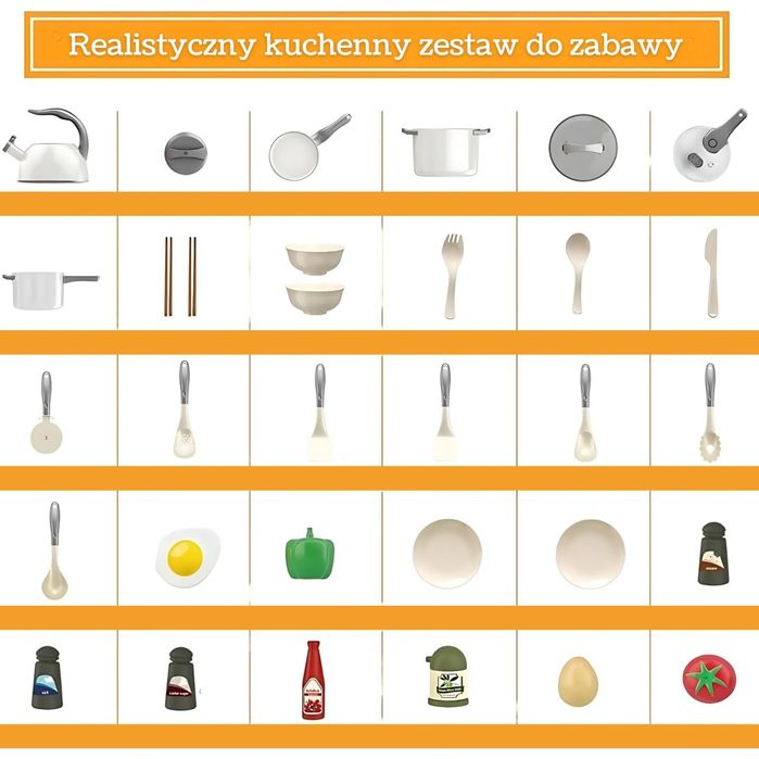 WOOPIE Zestaw Małego Kucharza Garnki Patelnia Czajnik Biały 32el.