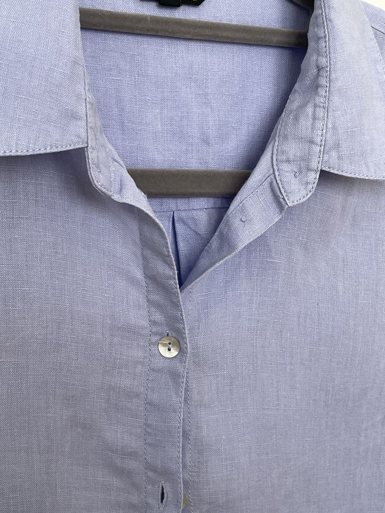 Massimo Dutti 34 XS lniana koszula niebieska len