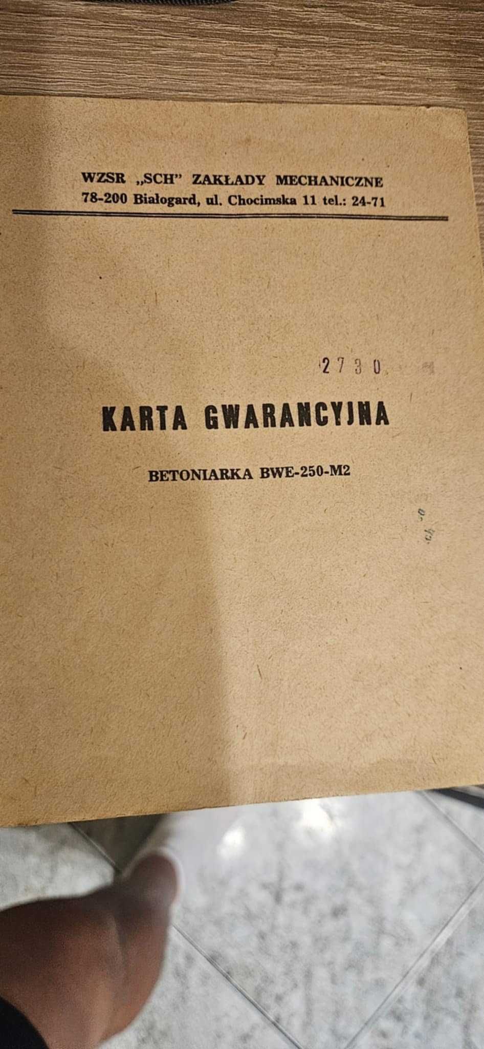 Betoniarka BWE 250 m2