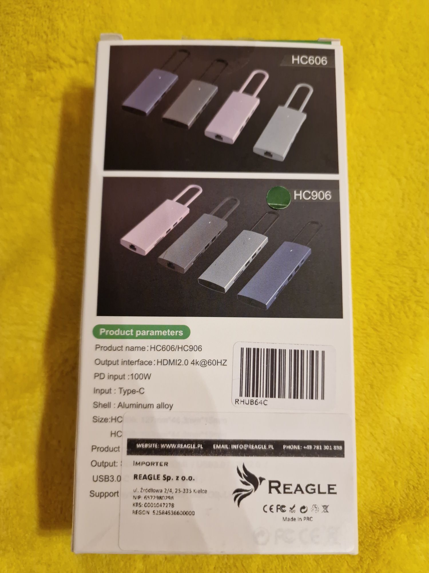 Stacja dokująca Hub USB C - HDMI 4K/60Hz, Gigabit Ethernet, PD 100W,