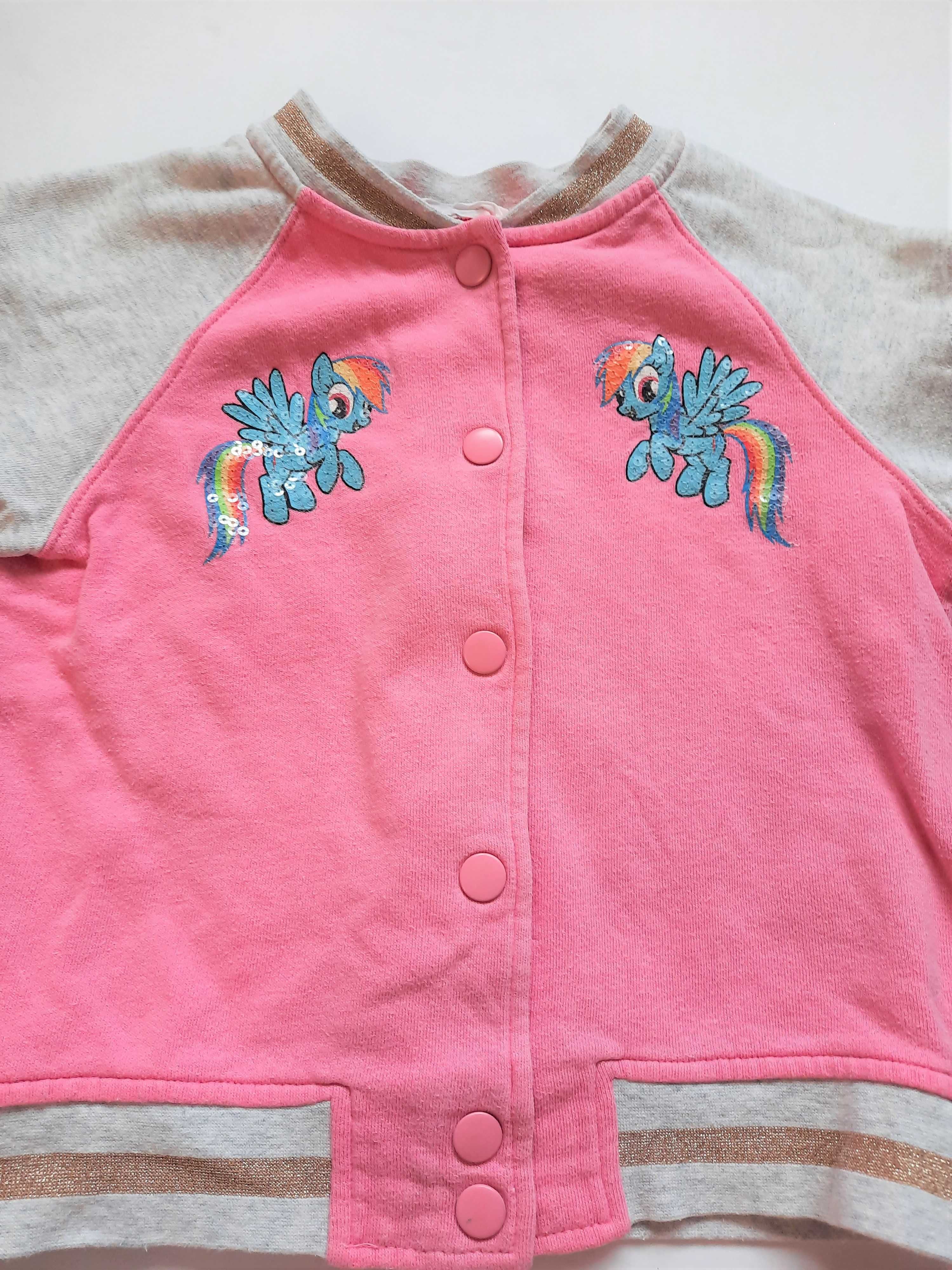 Bluza bejsbolowa H&M różowa cekiny kucyki Pony Rainbow Dash 122-128