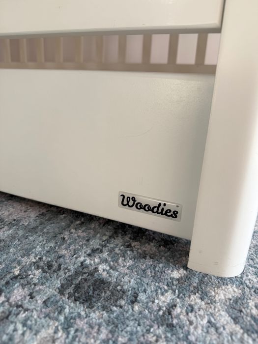 Łóżeczko niemowlęce Woodies białe 60x120 z szufladą