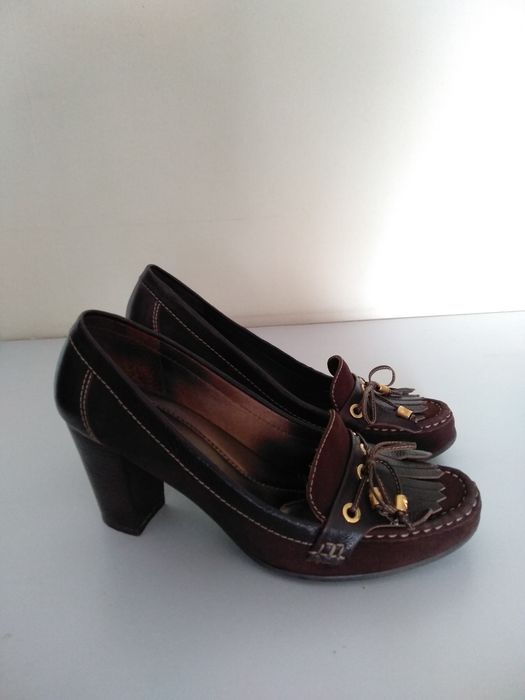 Туфлі лофери на підборах, шкіра, 41р