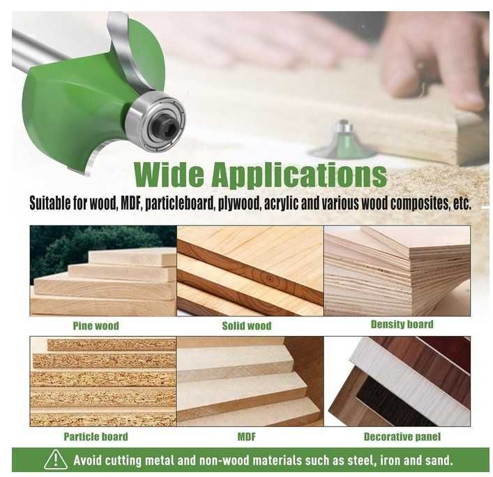 Frez do drewna, do zaokrąglania krawędzi R=6mm, uchwyt 8mm NICAVKIT