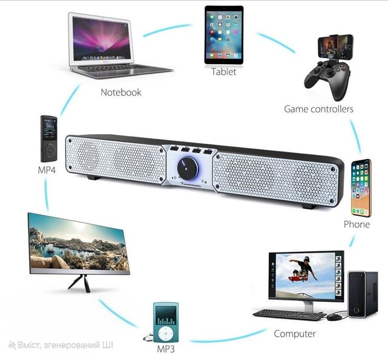 Саундбар Tamproad блютуз колонка акустична система портативна