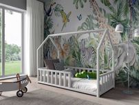 Drewniane łóżko domek dla dzieci ANTOŚ 160x80 + materac