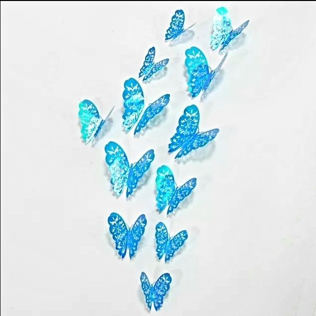 Motylki niebieskie na tort ścianę 6szt