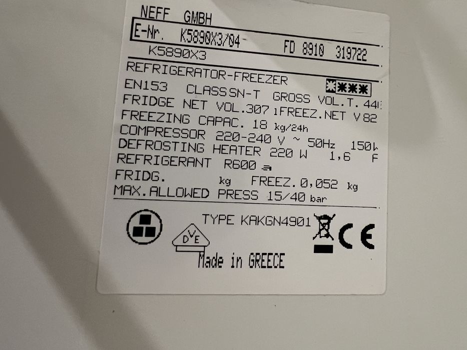 Холодильник Neff K5890X3 з Німеччини