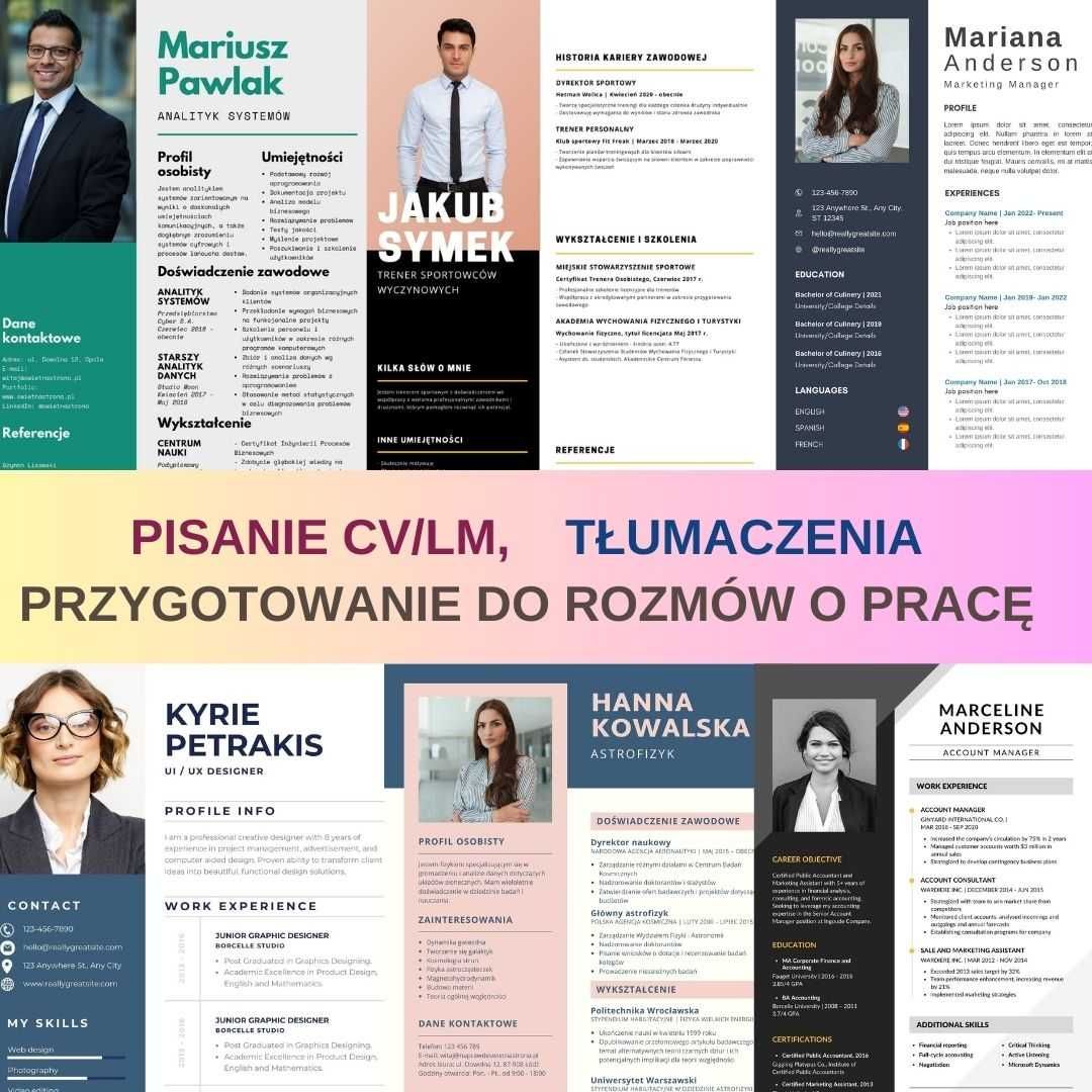 Pisanie CV/LM/Linkedin, DARMOWE KONSULTACJE, Tłumaczenia: EN, DE,NL,NO