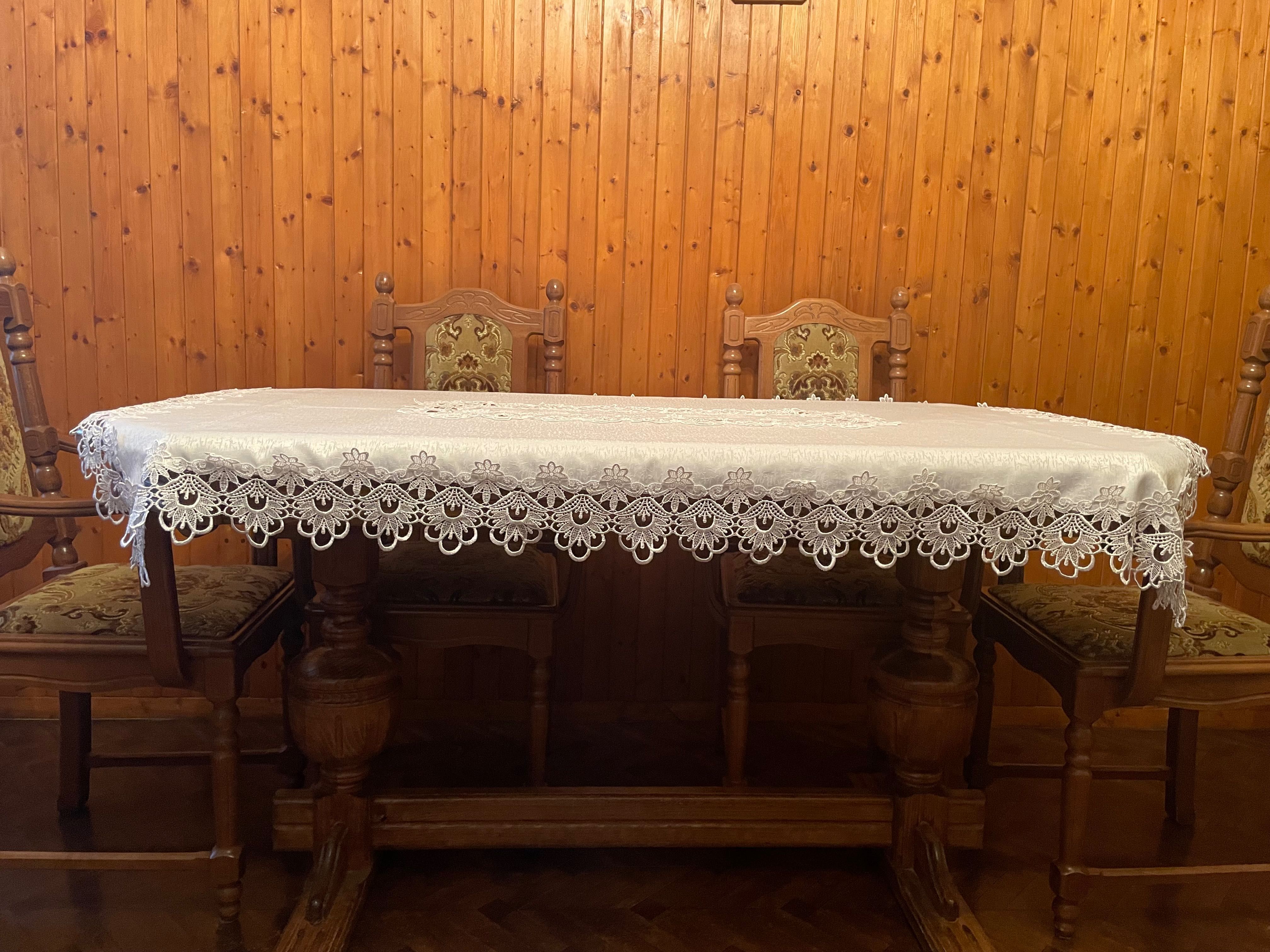 Stół dębowy i krzesła (zestaw)