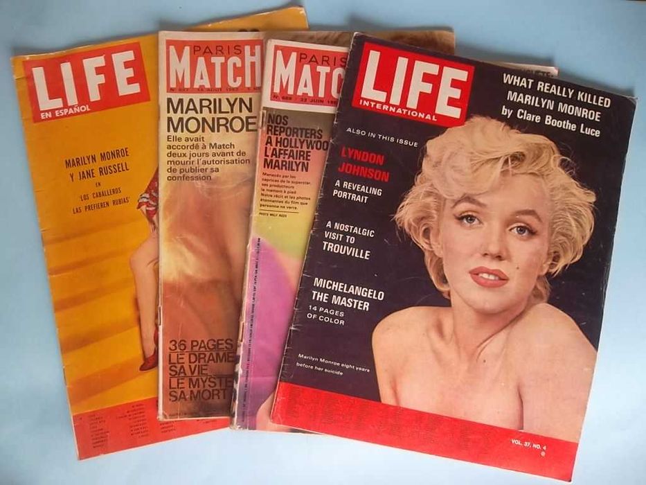 4 revistas antigas (1953 / 1962) com Marylin Monroe.