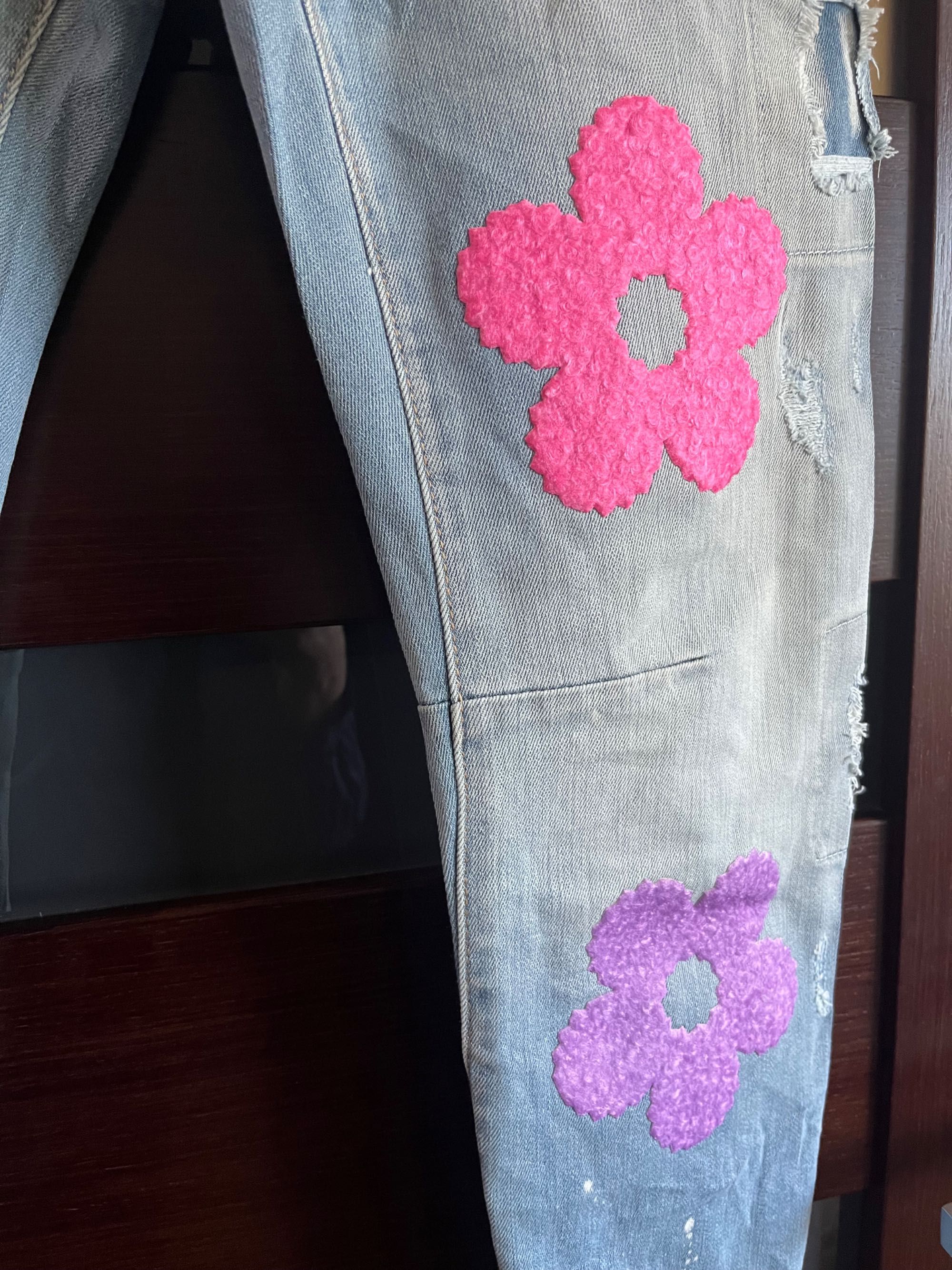 Jeansy kwiaty dywanikowe dżinsy Italy włoskie M NOWOŚĆ