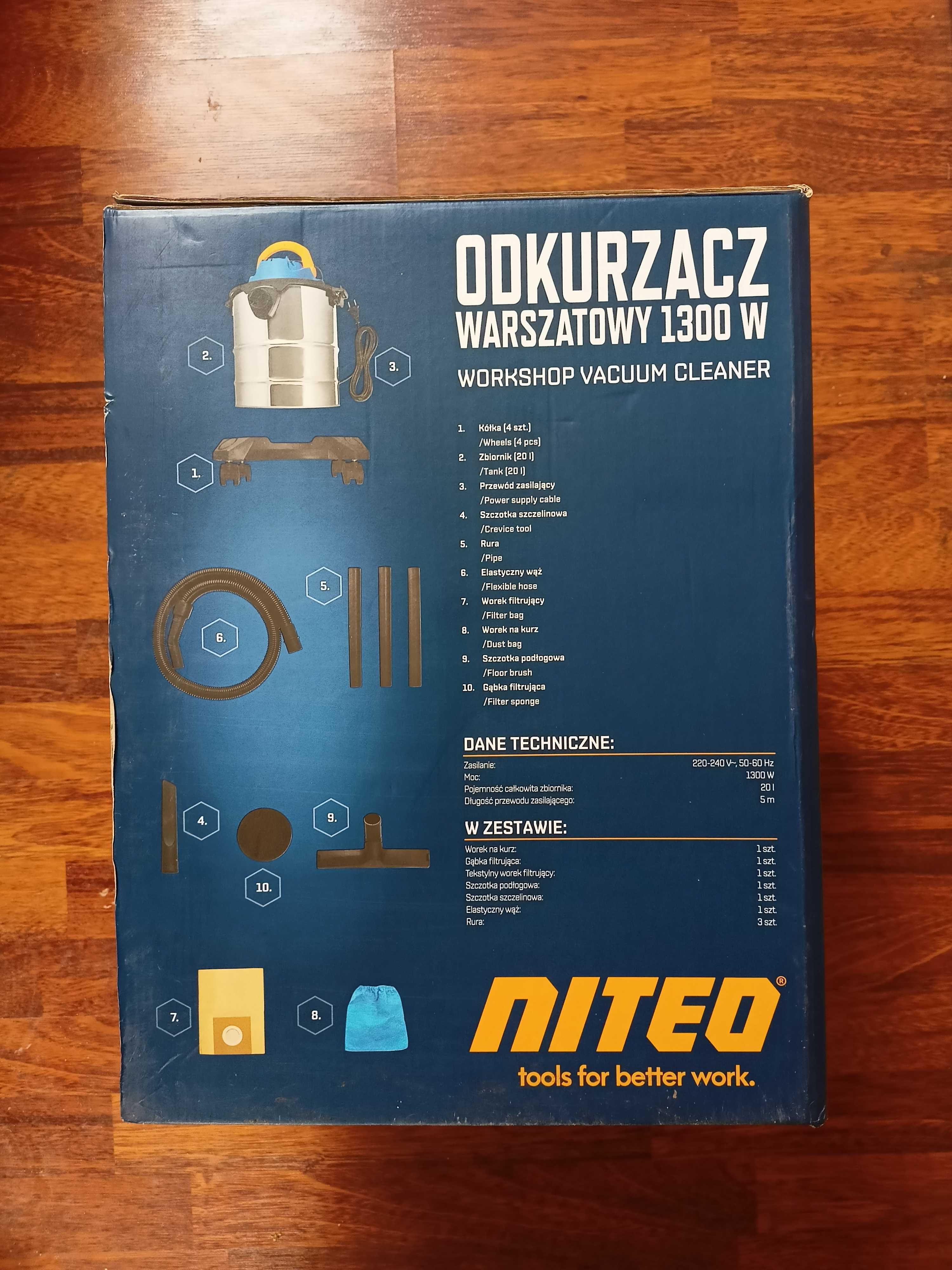 NOWY Odkurzacz warsztatowy przemysłowy Niteo Tools 1300 W 20 L