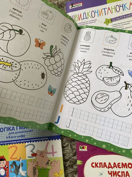 Навчальні зошити для письма, читання, математики, англійської