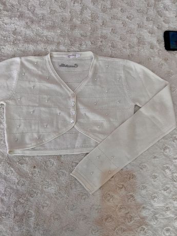 Sweterek bolerko dziewczęce białe Cocodrillo r. 158
