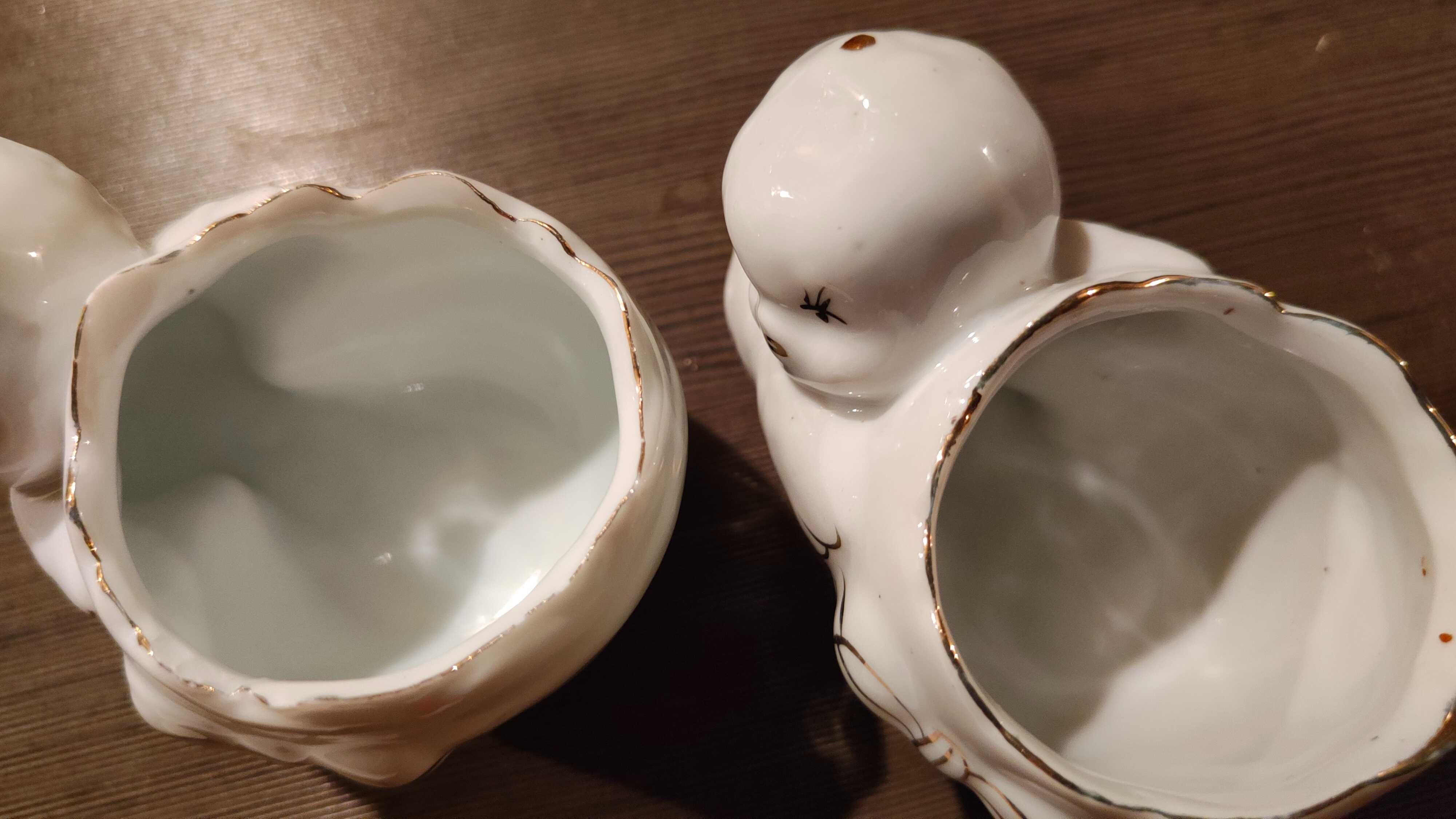 Dwa porcelanowe kurczaczki słodka ozdoba