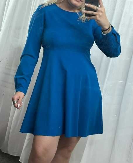 Vestido Azul Royal Manga Comprida