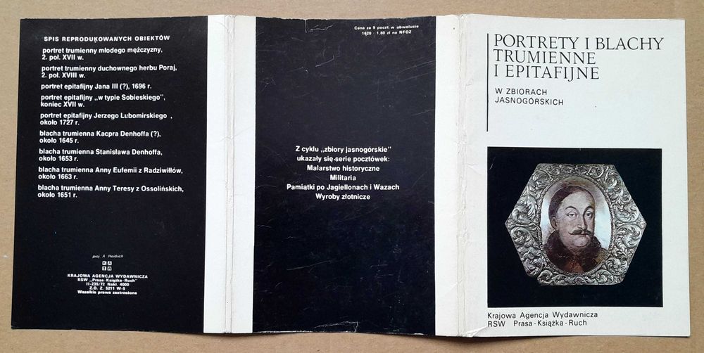 Portrety i blachy trumienne i epitafijne zestaw 9 pocztówek w obwoluci
