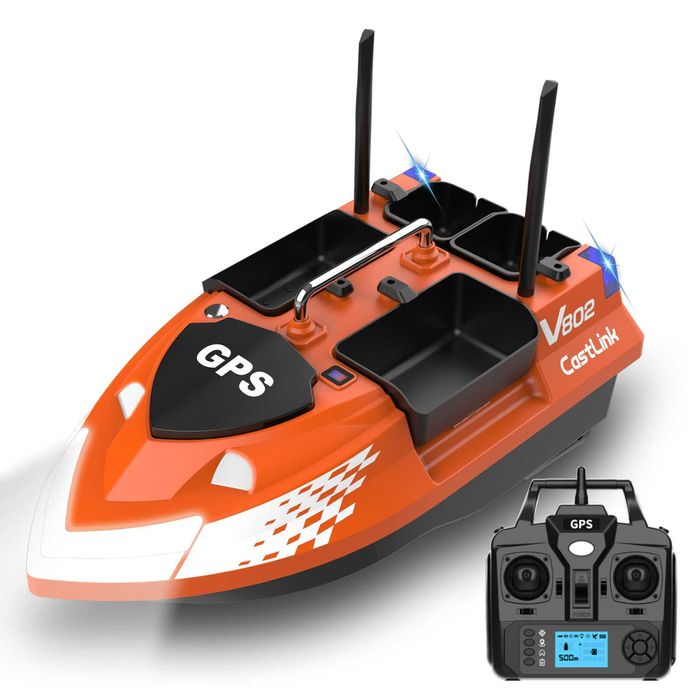 Карповий кораблик для риболовлі Flytec V802 PRO GPS, помаранчевий