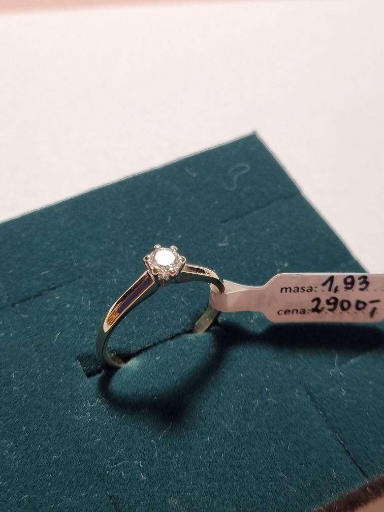 złoty pierścionek z brylantem 0,20 ct   Apart    r.12