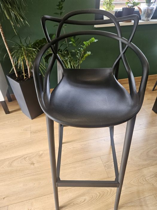 4szt krzesło wysokie hoker, zestaw komplet czarne loft